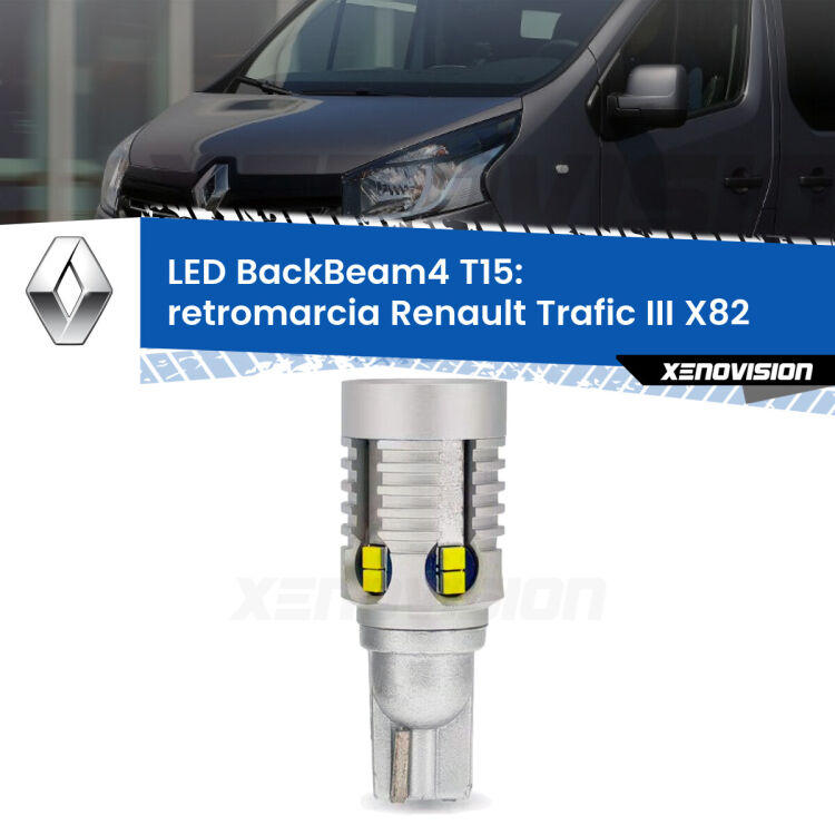 <strong>Retromarcia LED per Renault Trafic III</strong> X82 2014 in poi. Lampada <strong>T15</strong> canbus modello BackBeam4.