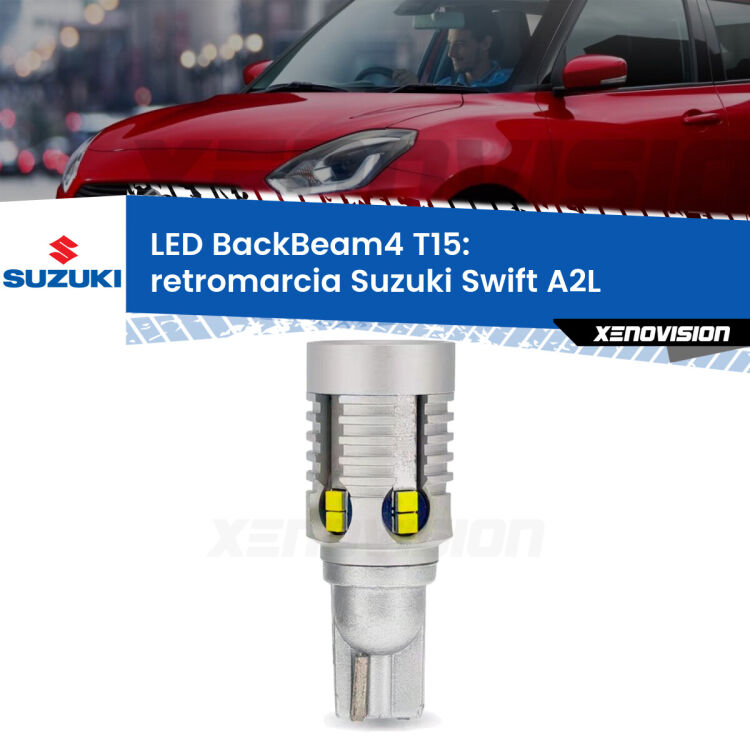 <strong>Retromarcia LED per Suzuki Swift</strong> A2L 2017 in poi. Lampada <strong>T15</strong> canbus modello BackBeam4.