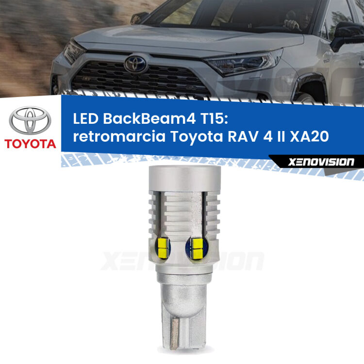 <strong>Retromarcia LED per Toyota RAV 4 II</strong> XA20 2000 - 2005. Lampada <strong>T15</strong> canbus modello BackBeam4.