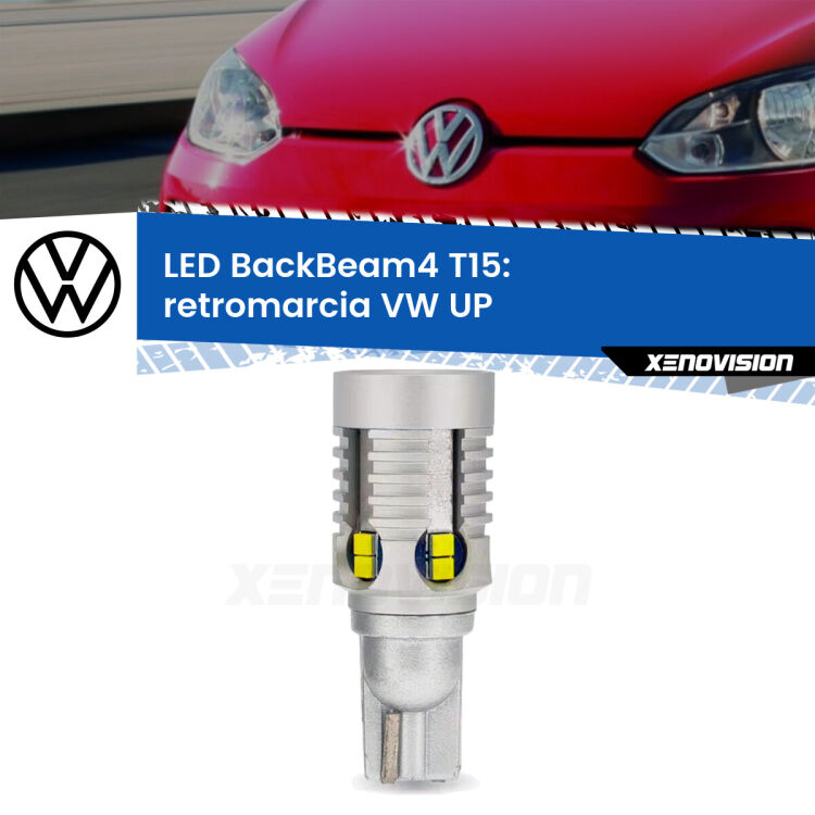 <strong>Retromarcia LED per VW UP</strong>  2017 in poi. Lampada <strong>T15</strong> canbus modello BackBeam4.