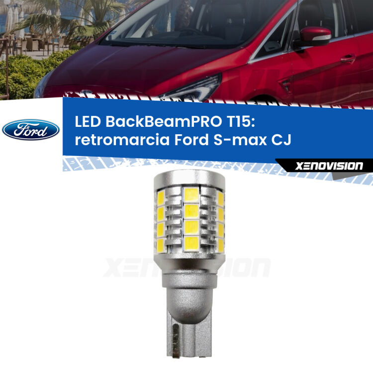 <strong>Luce retromarcia LED per Ford S-max</strong> CJ 2015 - 2018. Una lampadina <b>T15</b> esageratamente spinta: 15W di potenza, 20 volte più luce delle originali.