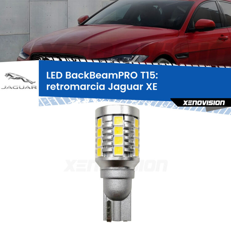 <strong>Luce retromarcia LED per Jaguar XE</strong>  2015 in poi. Una lampadina <b>T15</b> esageratamente spinta: 15W di potenza, 20 volte più luce delle originali.