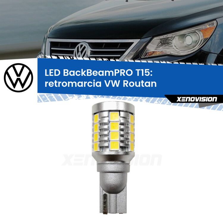 <strong>Luce retromarcia LED per VW Routan</strong>  2008 - 2013. Una lampadina <b>T15</b> esageratamente spinta: 15W di potenza, 20 volte più luce delle originali.