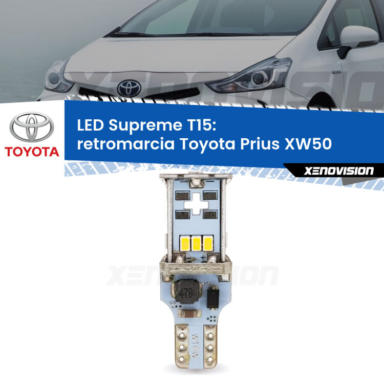 <strong>LED retromarcia per Toyota Prius</strong> XW50 2015 in poi. 15 Chip CREE 3535, sviluppa un'incredibile potenza. Qualità Massima. Oltre 6W reali di pura potenza.