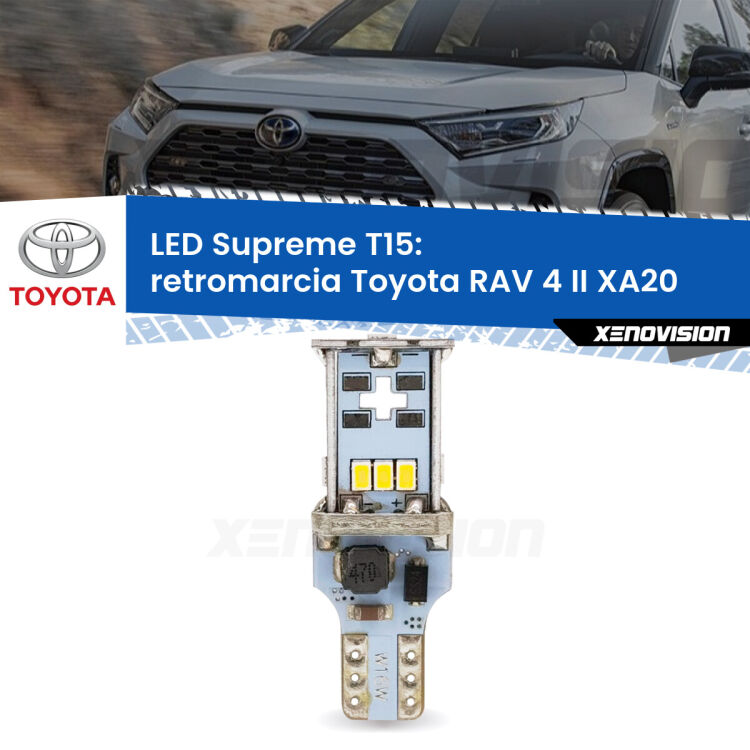 <strong>LED retromarcia per Toyota RAV 4 II</strong> XA20 2000 - 2005. 15 Chip CREE 3535, sviluppa un'incredibile potenza. Qualità Massima. Oltre 6W reali di pura potenza.