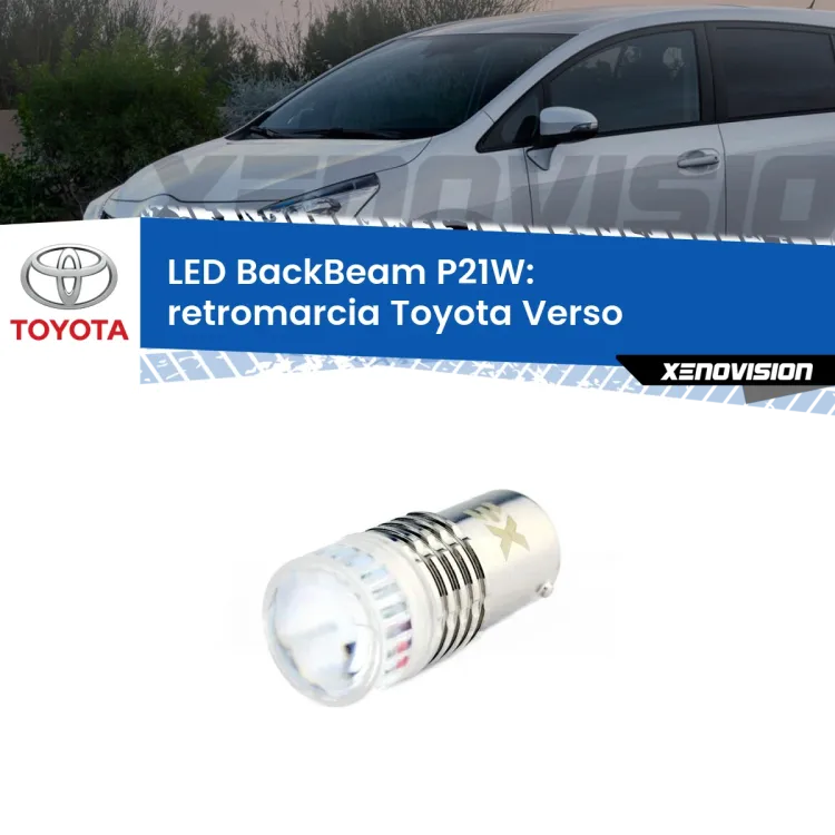 <strong>Retromarcia LED per Toyota Verso</strong>  2009 - 2018. Lampada <strong>P21W</strong> canbus. Illumina a giorno con questo straordinario cannone LED a luminosità estrema.