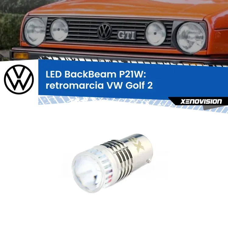 <strong>Retromarcia LED per VW Golf 2</strong>  1983 - 1990. Lampada <strong>P21W</strong> canbus. Illumina a giorno con questo straordinario cannone LED a luminosità estrema.