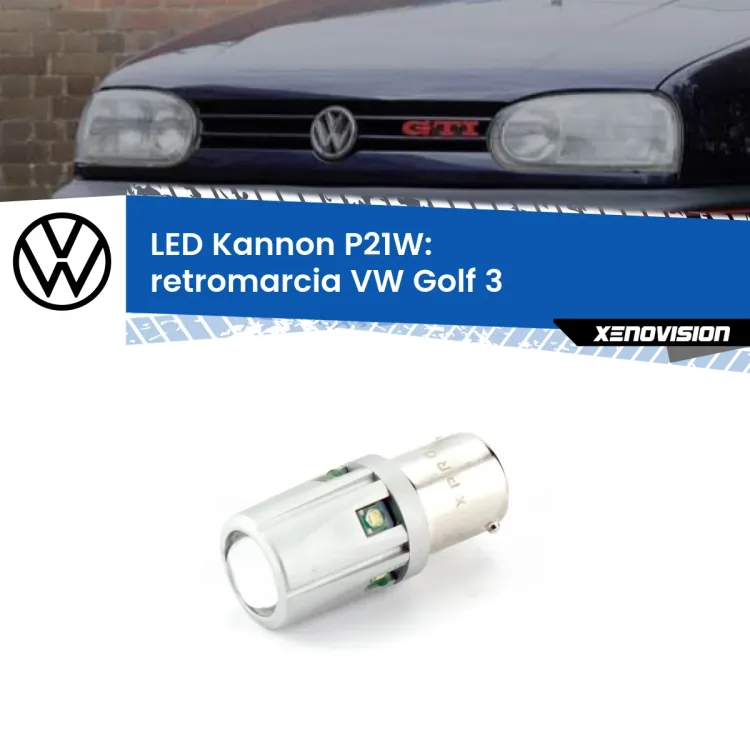 <strong>LED per Retromarcia VW Golf 3  1991 - 1997.</strong>Lampadina P21W con una poderosa illuminazione frontale rafforzata da 5 potenti chip laterali.