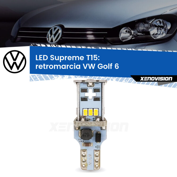 <strong>LED retromarcia per VW Golf 6</strong>  restyling. 15 Chip CREE 3535, sviluppa un'incredibile potenza. Qualità Massima. Oltre 6W reali di pura potenza.