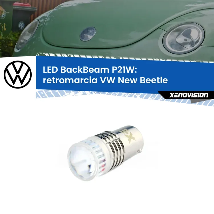 <strong>Retromarcia LED per VW New Beetle</strong>  1998 - 2005. Lampada <strong>P21W</strong> canbus. Illumina a giorno con questo straordinario cannone LED a luminosità estrema.