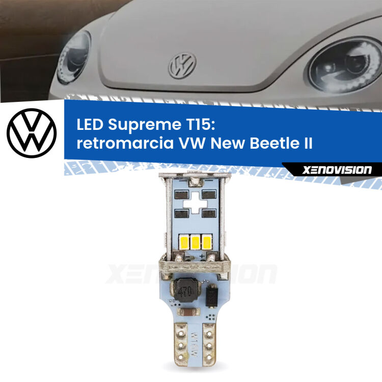 <strong>LED retromarcia per VW New Beetle</strong> II 2011 - 2019. 15 Chip CREE 3535, sviluppa un'incredibile potenza. Qualità Massima. Oltre 6W reali di pura potenza.