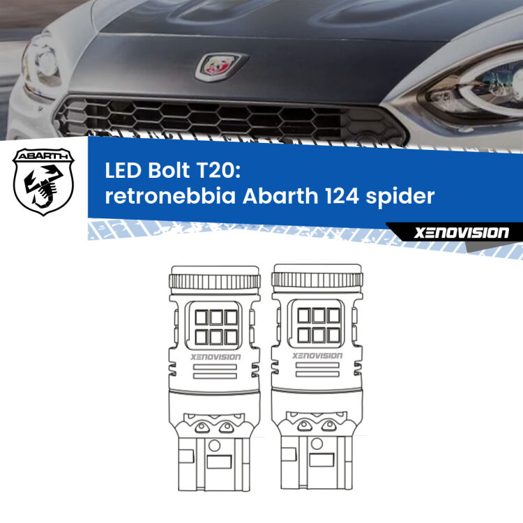 <strong>Retronebbia LED per Abarth 124 spider</strong>  2016 - 2019. Coppia lampade <strong>T20</strong> modello Bolt canbus.