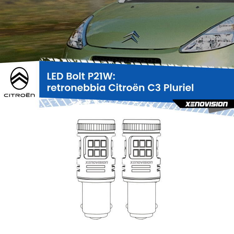 <strong>Retronebbia LED per Citroën C3 Pluriel</strong>  2003 - 2010. Coppia lampade <strong>P21W</strong> modello Bolt canbus.