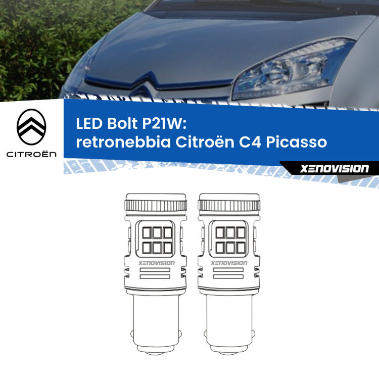 <strong>Retronebbia LED per Citroën C4 Picasso</strong>  2006 - 2013. Coppia lampade <strong>P21W</strong> modello Bolt canbus.