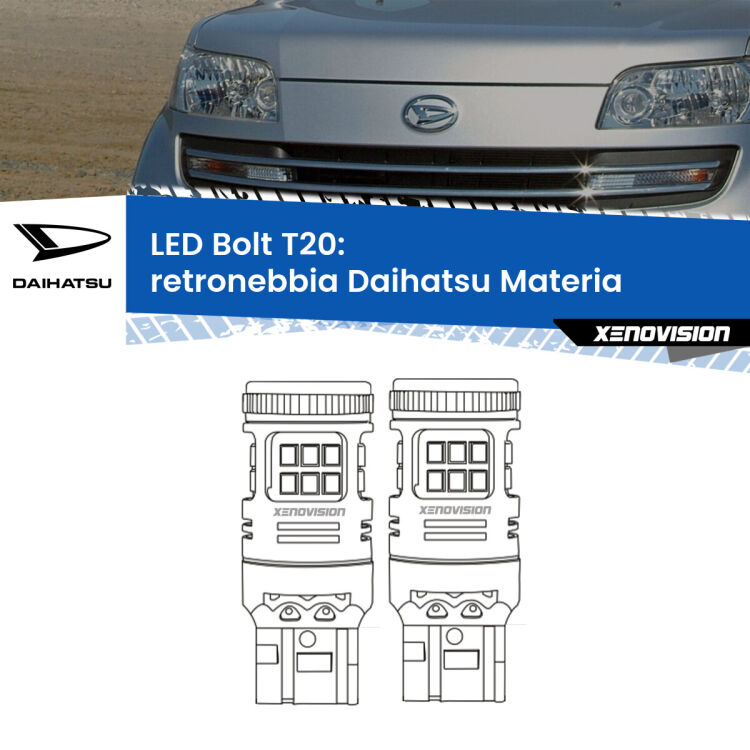 <strong>Retronebbia LED per Daihatsu Materia</strong>  2006 in poi. Coppia lampade <strong>T20</strong> modello Bolt canbus.