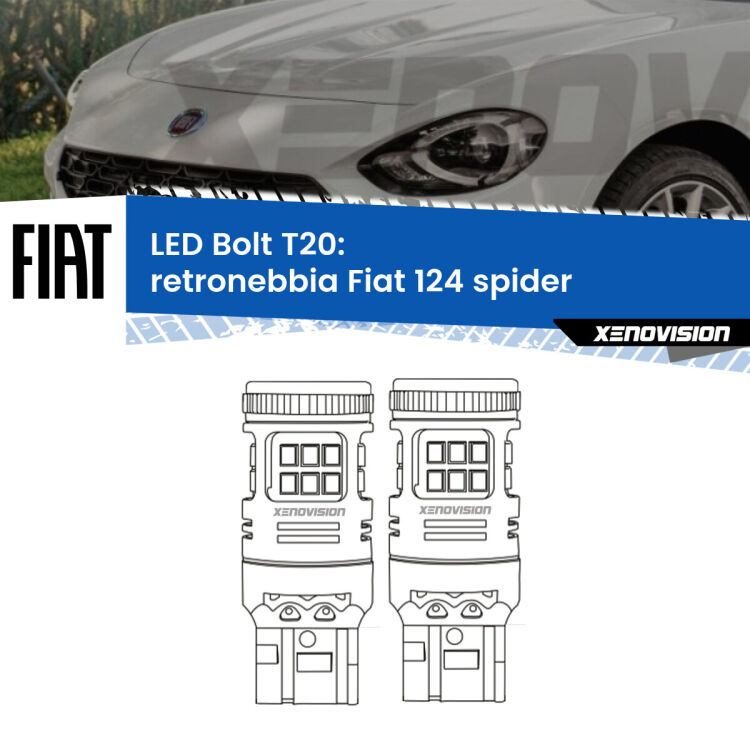 <strong>Retronebbia LED per Fiat 124 spider</strong>  2016 in poi. Coppia lampade <strong>T20</strong> modello Bolt canbus.