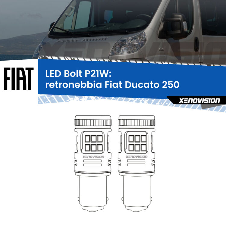 <strong>Retronebbia LED per Fiat Ducato</strong> 250 2006 - 2013. Coppia lampade <strong>P21W</strong> modello Bolt canbus.