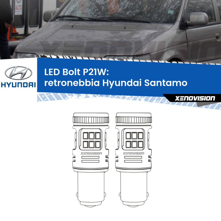 <strong>Retronebbia LED per Hyundai Santamo</strong>  1998 - 2002. Coppia lampade <strong>P21W</strong> modello Bolt canbus.