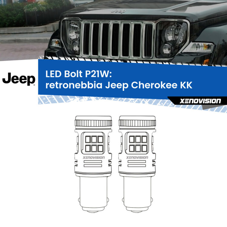 <strong>Retronebbia LED per Jeep Cherokee</strong> KK 2008 - 2013. Coppia lampade <strong>P21W</strong> modello Bolt canbus.