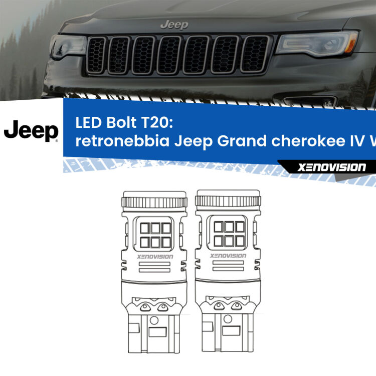 <strong>Retronebbia LED per Jeep Grand cherokee IV</strong> WK2 2011 - 2020. Coppia lampade <strong>T20</strong> modello Bolt canbus.