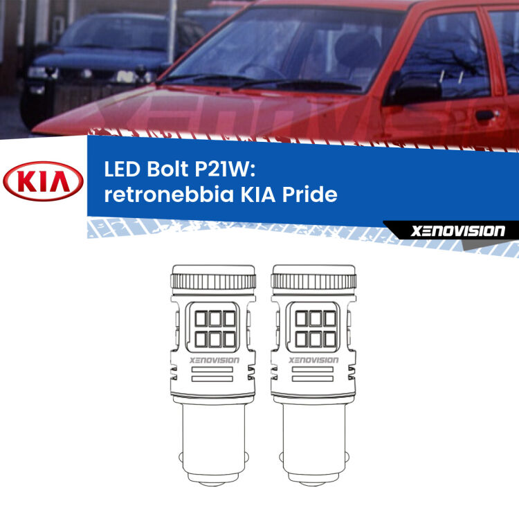 <strong>Retronebbia LED per KIA Pride</strong>  1990 - 2001. Coppia lampade <strong>P21W</strong> modello Bolt canbus.