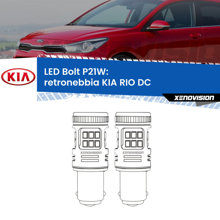 <strong>Retronebbia LED per KIA RIO</strong> DC 1999 - 2004. Coppia lampade <strong>P21W</strong> modello Bolt canbus.