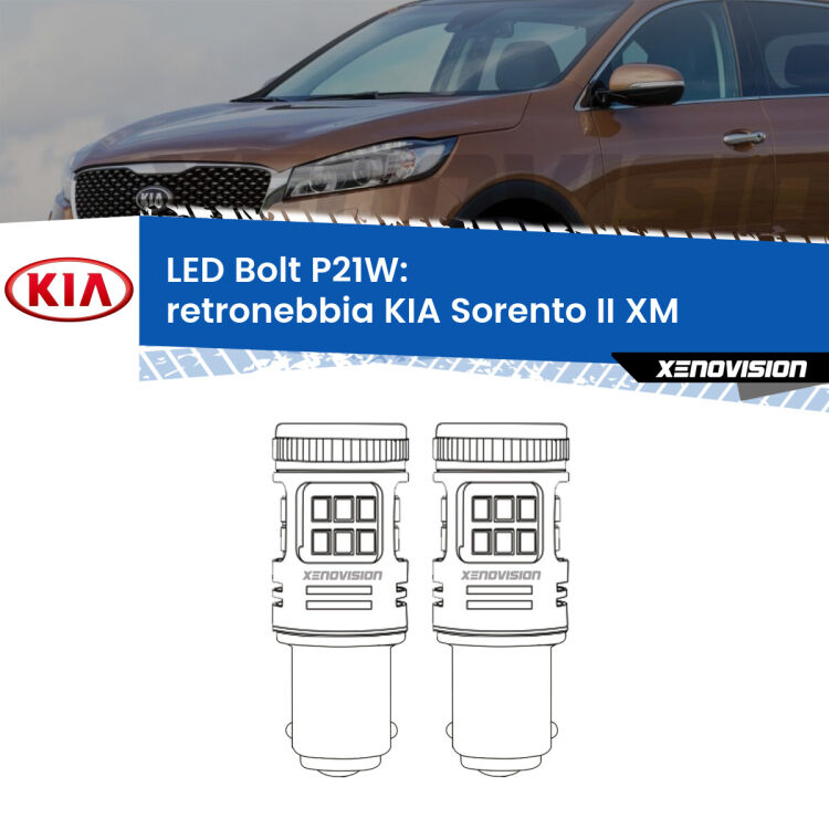 <strong>Retronebbia LED per KIA Sorento II</strong> XM 2009 - 2014. Coppia lampade <strong>P21W</strong> modello Bolt canbus.