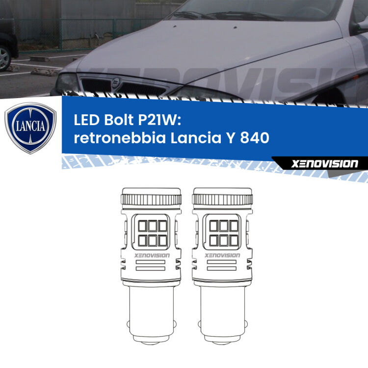 <strong>Retronebbia LED per Lancia Y</strong> 840 1995 - 2003. Coppia lampade <strong>P21W</strong> modello Bolt canbus.