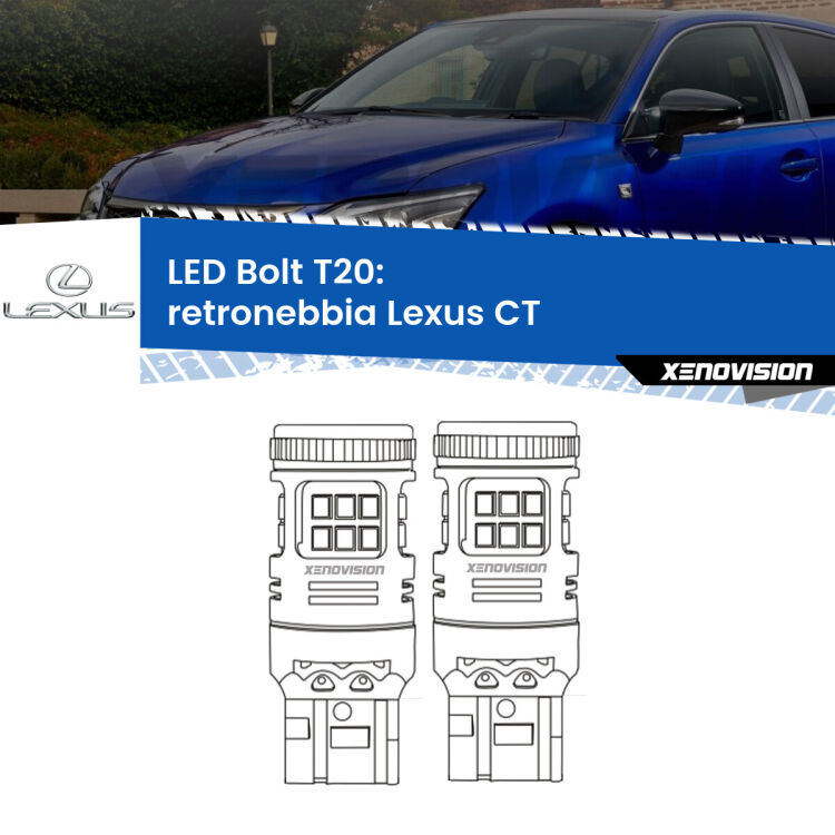 <strong>Retronebbia LED per Lexus CT</strong>  2010 in poi. Coppia lampade <strong>T20</strong> modello Bolt canbus.