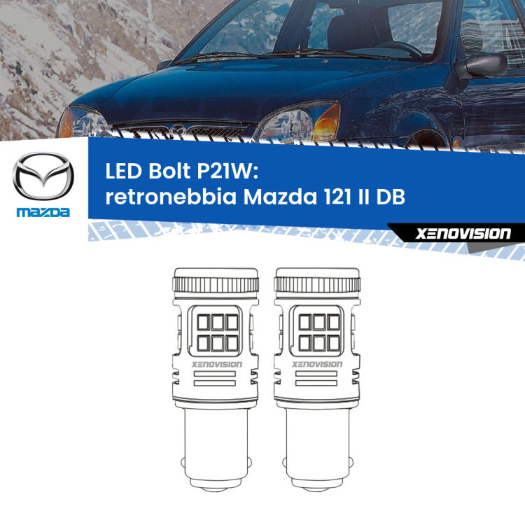 <strong>Retronebbia LED per Mazda 121 II</strong> DB 1990 - 1996. Coppia lampade <strong>P21W</strong> modello Bolt canbus.