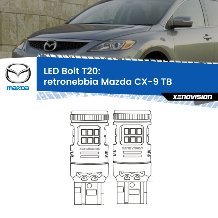 <strong>Retronebbia LED per Mazda CX-9</strong> TB 2006 - 2012. Coppia lampade <strong>T20</strong> modello Bolt canbus.