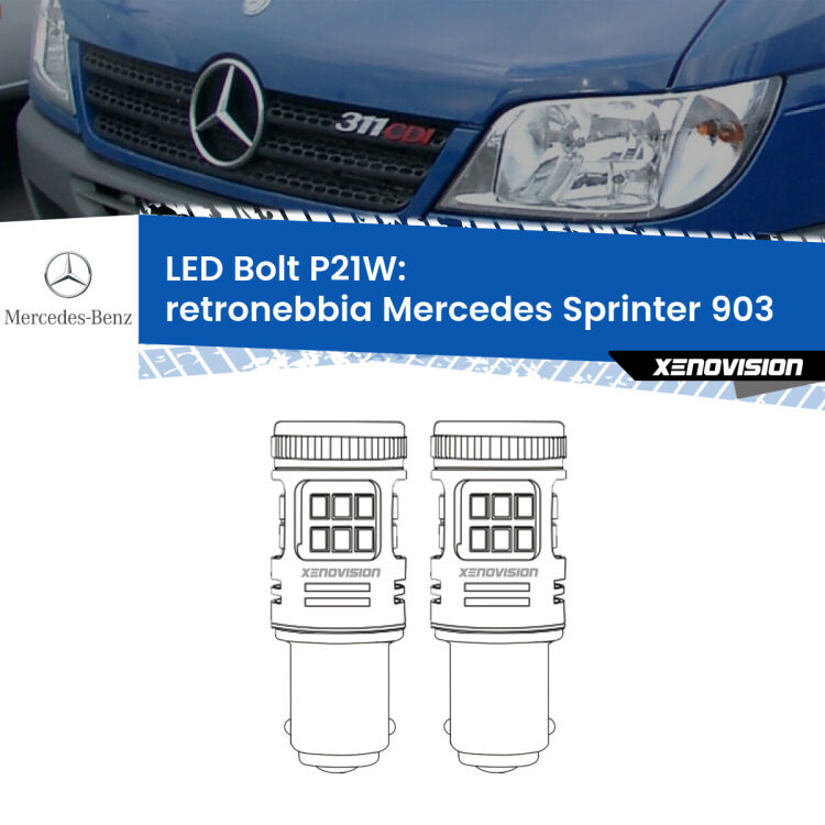 <strong>Retronebbia LED per Mercedes Sprinter</strong> 903 1995 - 2006. Coppia lampade <strong>P21W</strong> modello Bolt canbus.