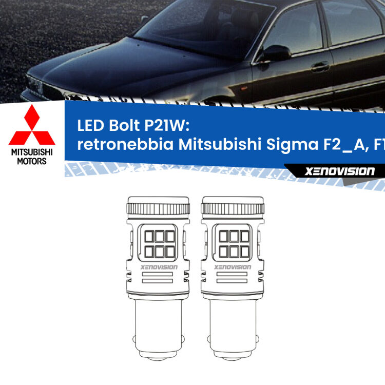 <strong>Retronebbia LED per Mitsubishi Sigma</strong> F2_A, F1_A 1990 - 1996. Coppia lampade <strong>P21W</strong> modello Bolt canbus.