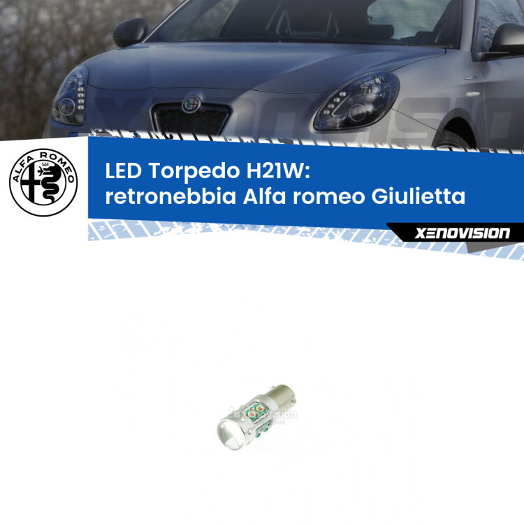 <strong>Retronebbia LED rosso per Alfa romeo Giulietta</strong>  2010 in poi. Lampada <strong>H21W</strong> canbus modello Torpedo.