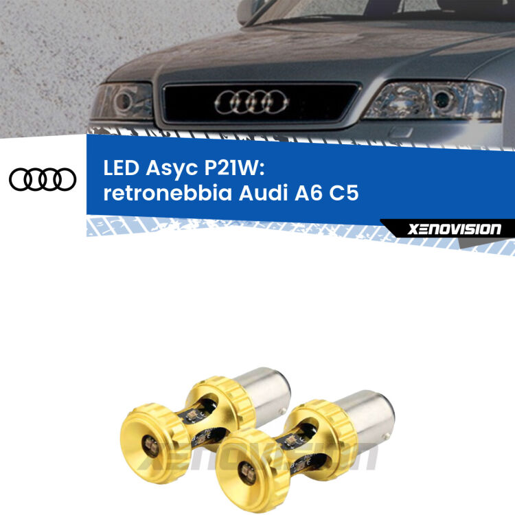 <strong>Retronebbia LED per Audi A6</strong> C5 1997 - 2004. Coppia lampade <strong>P21W</strong> super canbus Rosse modello Gear2.