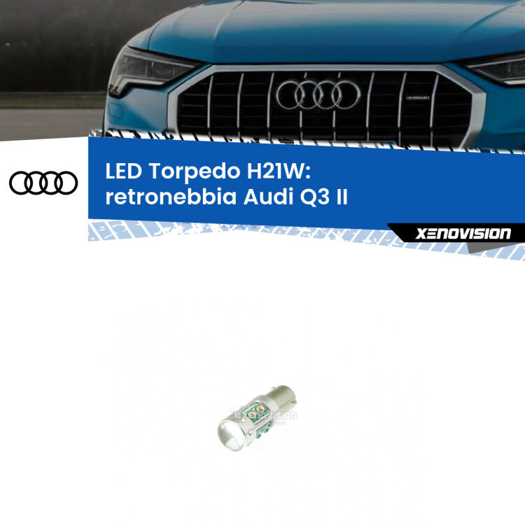 <strong>Retronebbia LED rosso per Audi Q3</strong> II 2019 in poi. Lampada <strong>H21W</strong> canbus modello Torpedo.