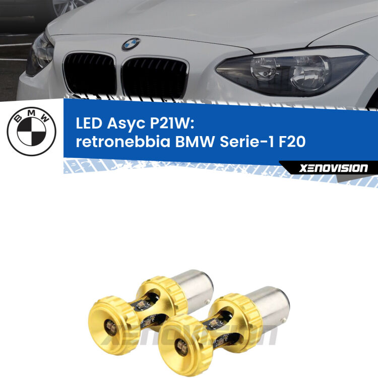 <strong>Retronebbia LED per BMW Serie-1</strong> F20 2010 - 2014. Coppia lampade <strong>P21W</strong> super canbus Rosse modello Gear2.