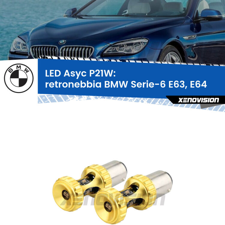 <strong>Retronebbia LED per BMW Serie-6</strong> E63, E64 2004 - 2010. Coppia lampade <strong>P21W</strong> super canbus Rosse modello Gear2.