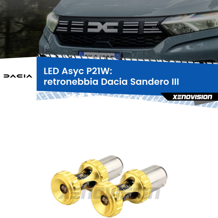 <strong>Retronebbia LED per Dacia Sandero III</strong>  2020 in poi. Coppia lampade <strong>P21W</strong> super canbus Rosse modello Gear2.