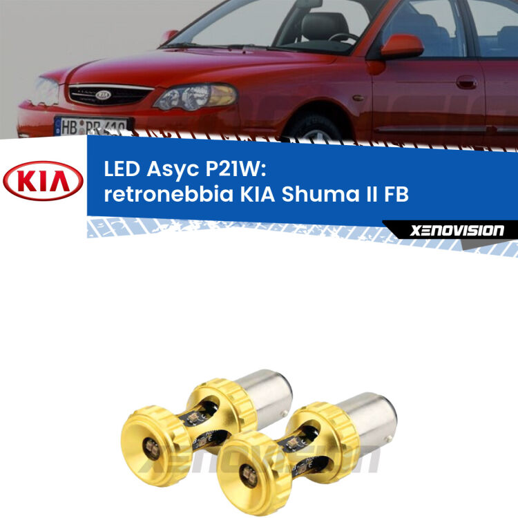 <strong>Retronebbia LED per KIA Shuma II</strong> FB 2001 - 2004. Coppia lampade <strong>P21W</strong> super canbus Rosse modello Gear2.