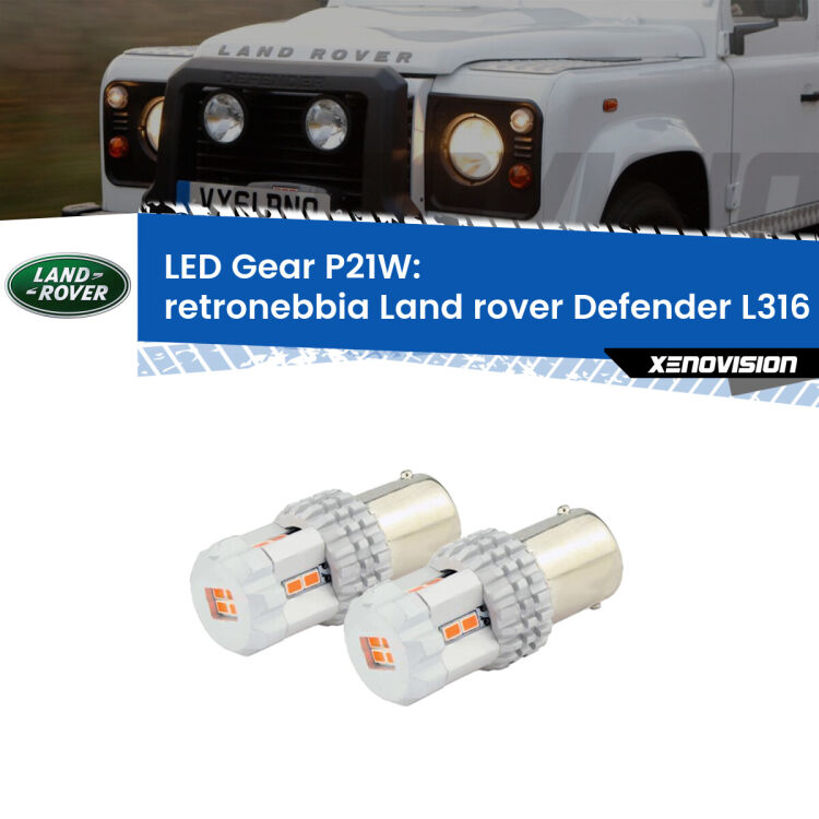 <p>Coppia <strong>LED P21W Rossi per </strong><strong>Retronebbia</strong> <strong>Land rover</strong> <strong>Defender </strong>(L316) 1998 - 2016: ultracompatti, illuminazione a 360 gradi e Canbus. Qualità Massima.</p>
<div> </div>