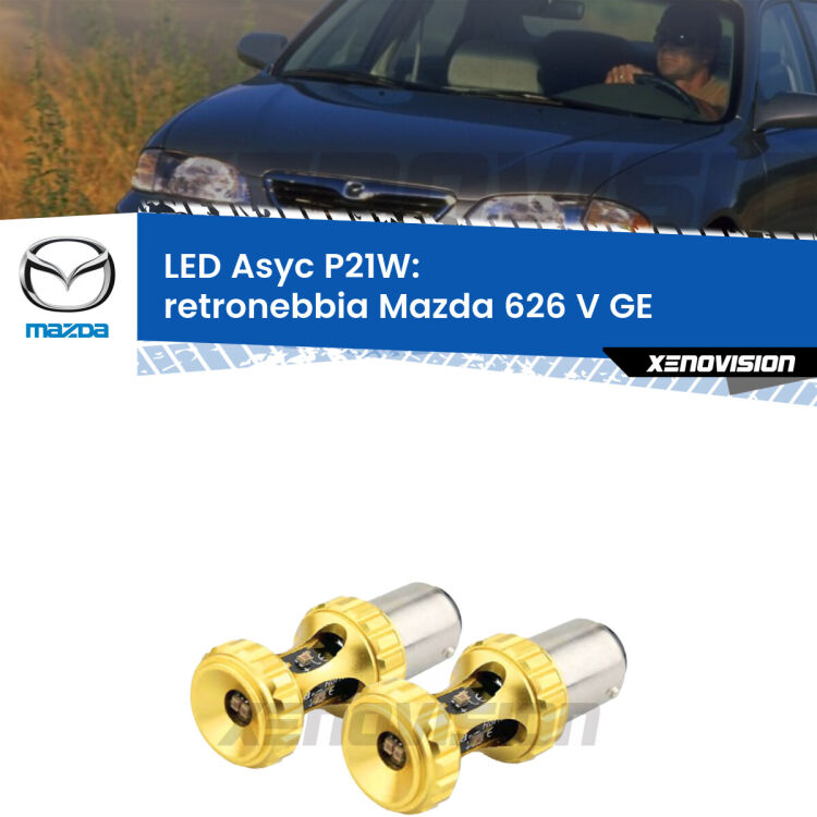 <strong>Retronebbia LED per Mazda 626 V</strong> GE 1992 - 1997. Coppia lampade <strong>P21W</strong> super canbus Rosse modello Gear2.