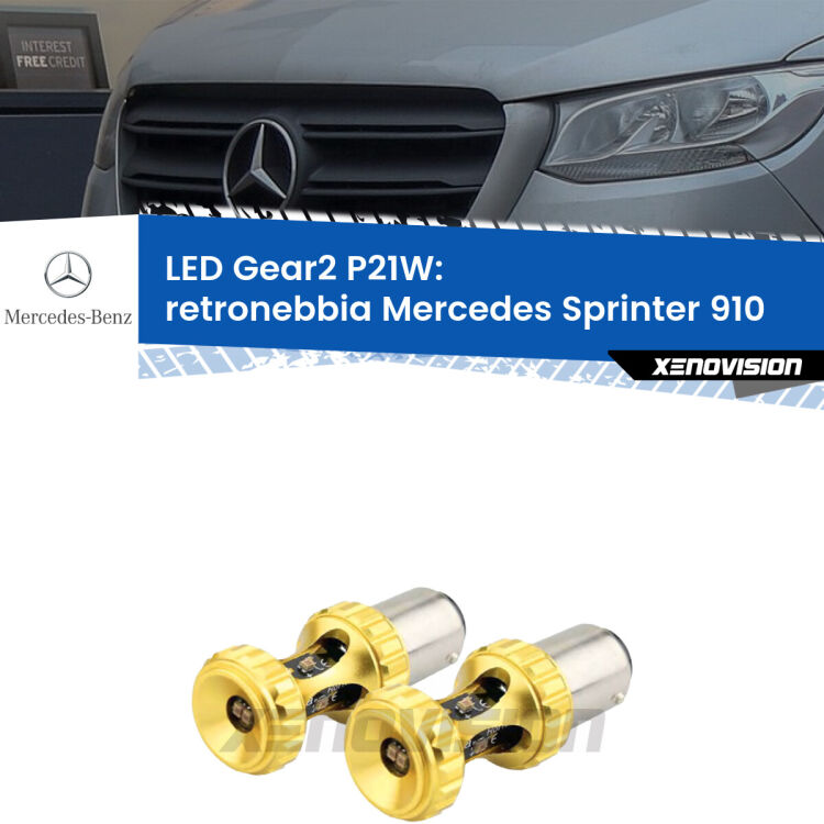 <strong>Retronebbia LED per Mercedes Sprinter</strong> 910 2018 in poi. Coppia lampade <strong>P21W</strong> super canbus Rosse modello Gear2.