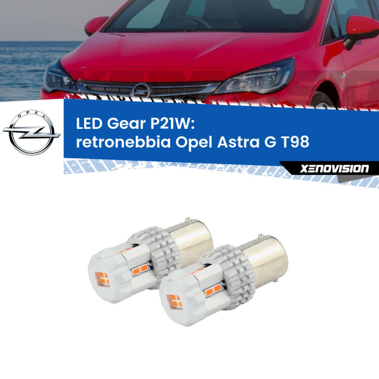 <p>Coppia <strong>LED P21W Rossi per </strong><strong>Retronebbia</strong> <strong>Opel</strong> <strong>Astra G </strong>(T98) 2001 - 2005: ultracompatti, illuminazione a 360 gradi e Canbus. Qualità Massima.</p>
<div> </div>