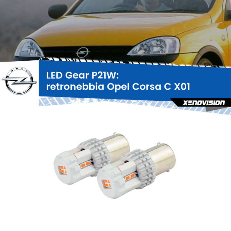 <p>Coppia <strong>LED P21W Rossi per </strong><strong>Retronebbia</strong> <strong>Opel</strong> <strong>Corsa C </strong>(X01) 2000 - 2006: ultracompatti, illuminazione a 360 gradi e Canbus. Qualità Massima.</p>
<div> </div>