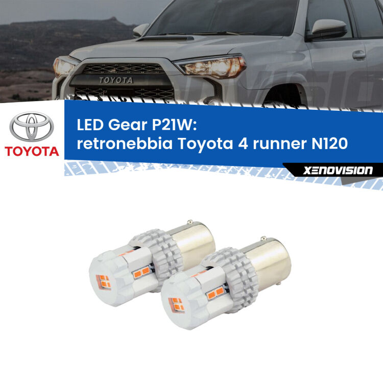 <p>Coppia <strong>LED P21W Rossi per </strong><strong>Retronebbia</strong> <strong>Toyota</strong> <strong>4 runner </strong>(N120) 1989 - 1996: ultracompatti, illuminazione a 360 gradi e Canbus. Qualità Massima.</p>
<div> </div>