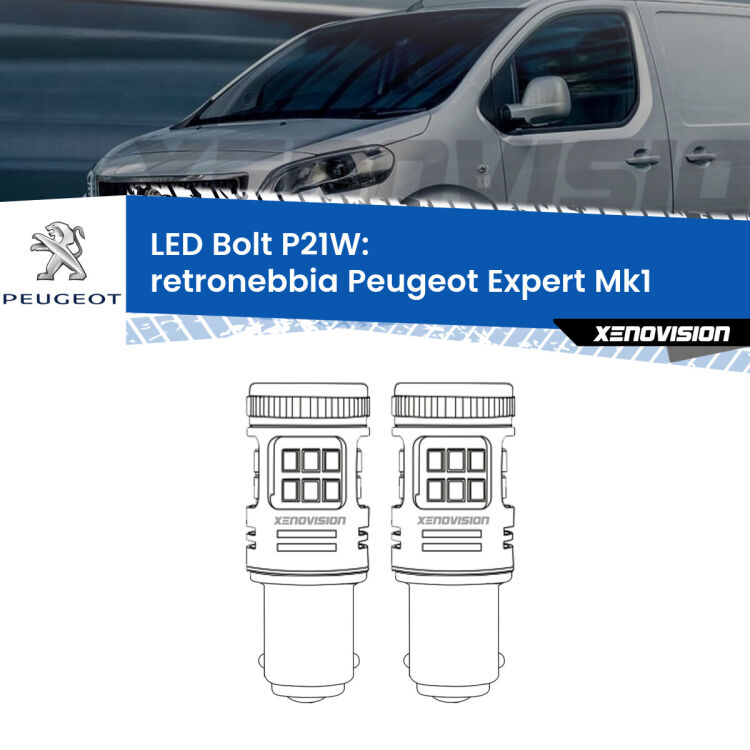 <strong>Retronebbia LED per Peugeot Expert</strong> Mk1 1996 - 2006. Coppia lampade <strong>P21W</strong> modello Bolt canbus.