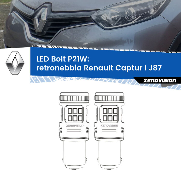 <strong>Retronebbia LED per Renault Captur I</strong> J87 2013 - 2015. Coppia lampade <strong>P21W</strong> modello Bolt canbus.