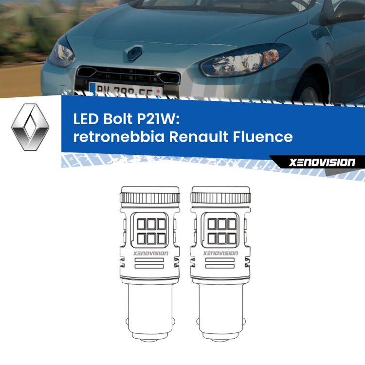 <strong>Retronebbia LED per Renault Fluence</strong>  2010 - 2015. Coppia lampade <strong>P21W</strong> modello Bolt canbus.