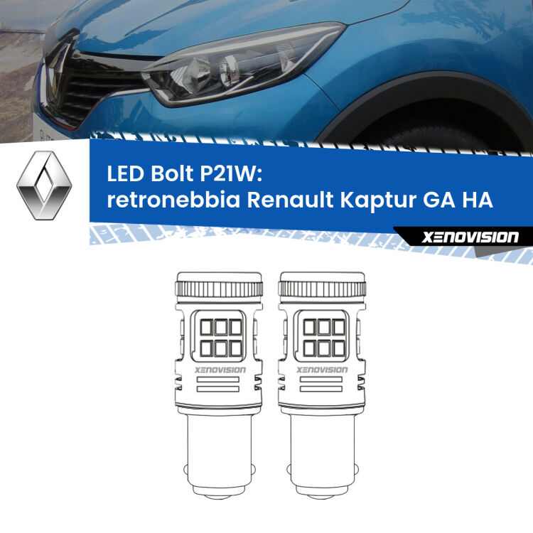 <strong>Retronebbia LED per Renault Kaptur GA</strong> HA 2016 - 2018. Coppia lampade <strong>P21W</strong> modello Bolt canbus.